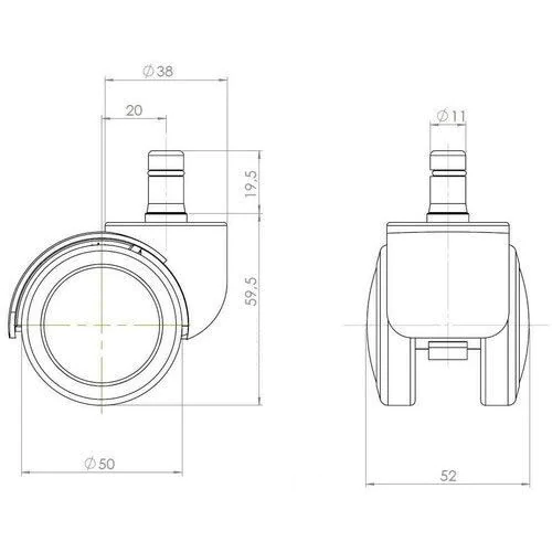 5x Hartbodenrollen ROLO 11mm 50mm Büro-Stuhl-Rollen für Hartböden (5er Pack) von HJH - Produktbild 2 von 7