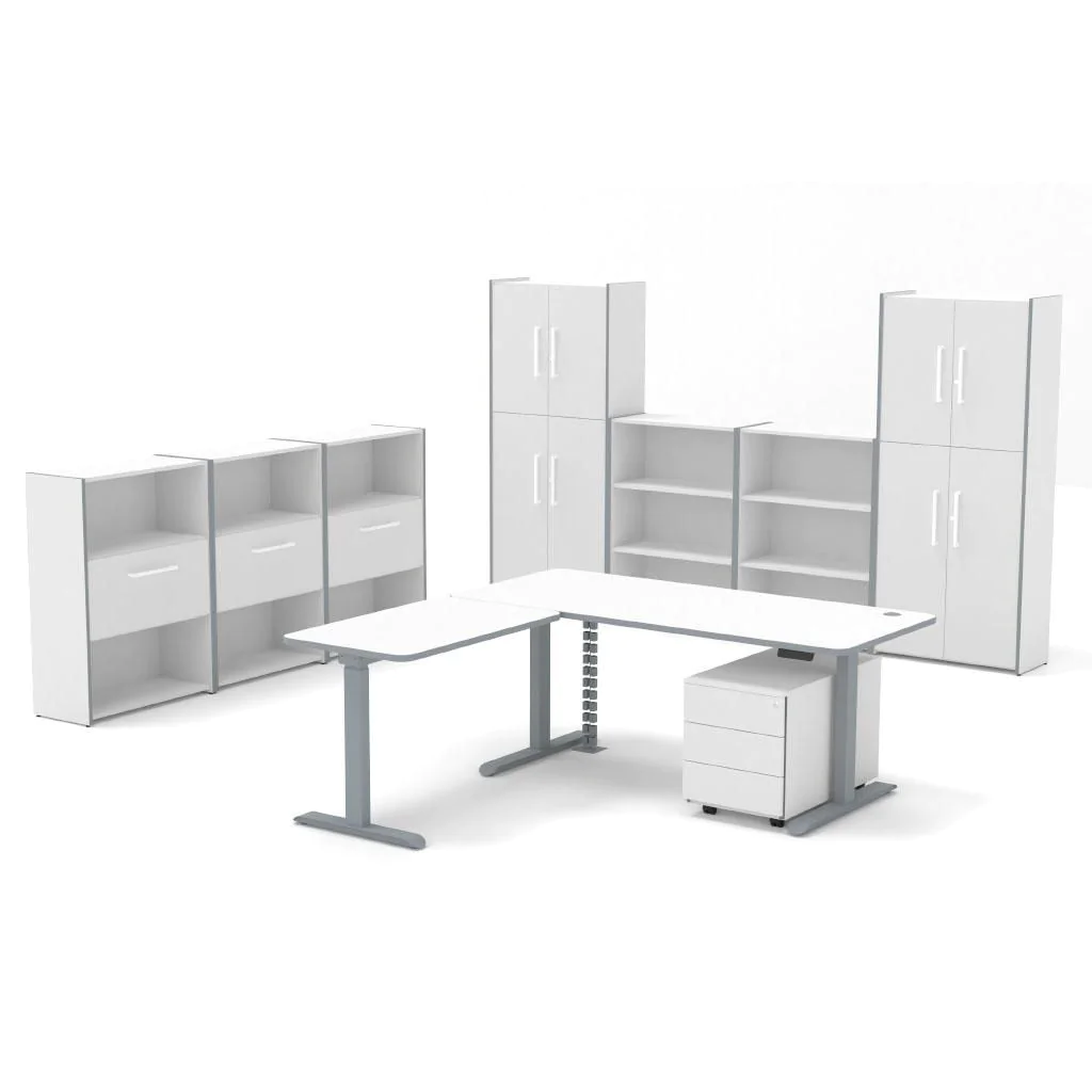 Komplettbüro Move 3 Premium mit höhenverstellbarem Schreibtisch Eckform - KMA-MV3PEXX