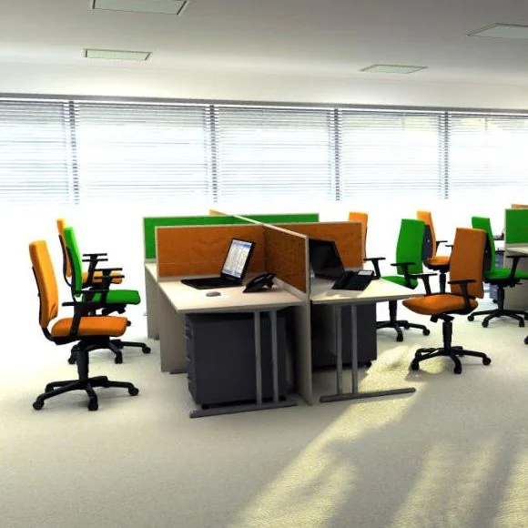 Schreibtisch E10 mit Stahltraverse C-Fuß mit Sichtschutz von Nowy Styl - Produktbild 1 von 4