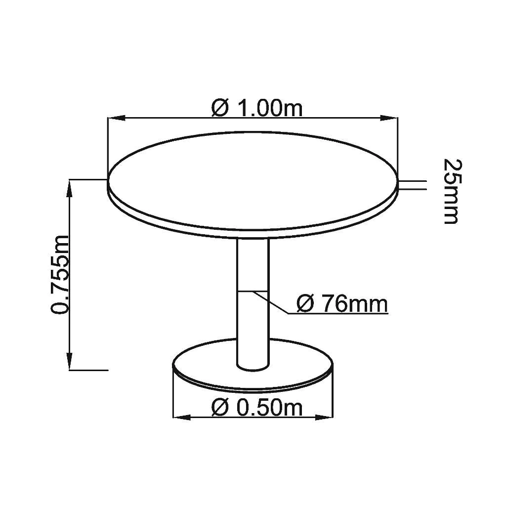 Säulentisch Rund Ø 100 cm - Chrom von Hammerbacher - Produktbild 7 von 9