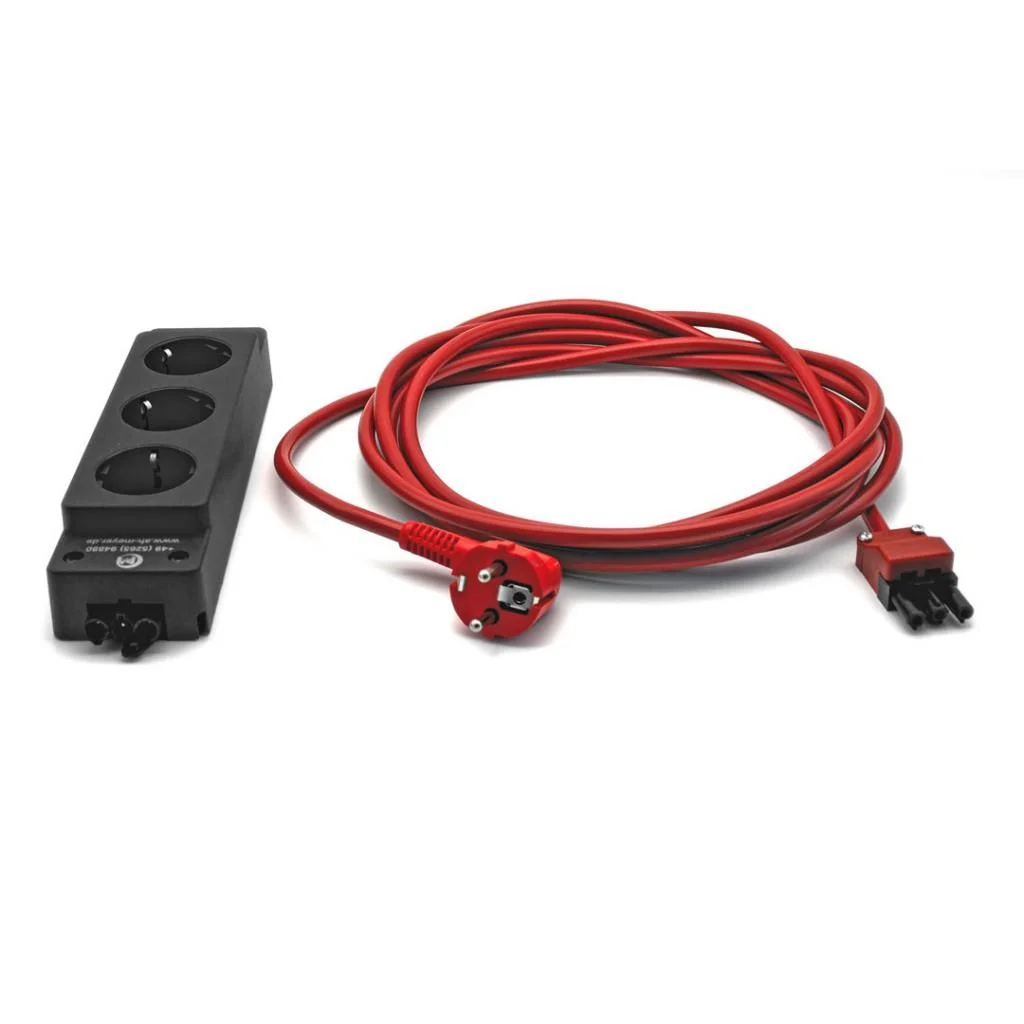 Steckdosenverteiler 3-fach 4 m - Rot/Schwarz - ITH-EASYT-KSD-RT