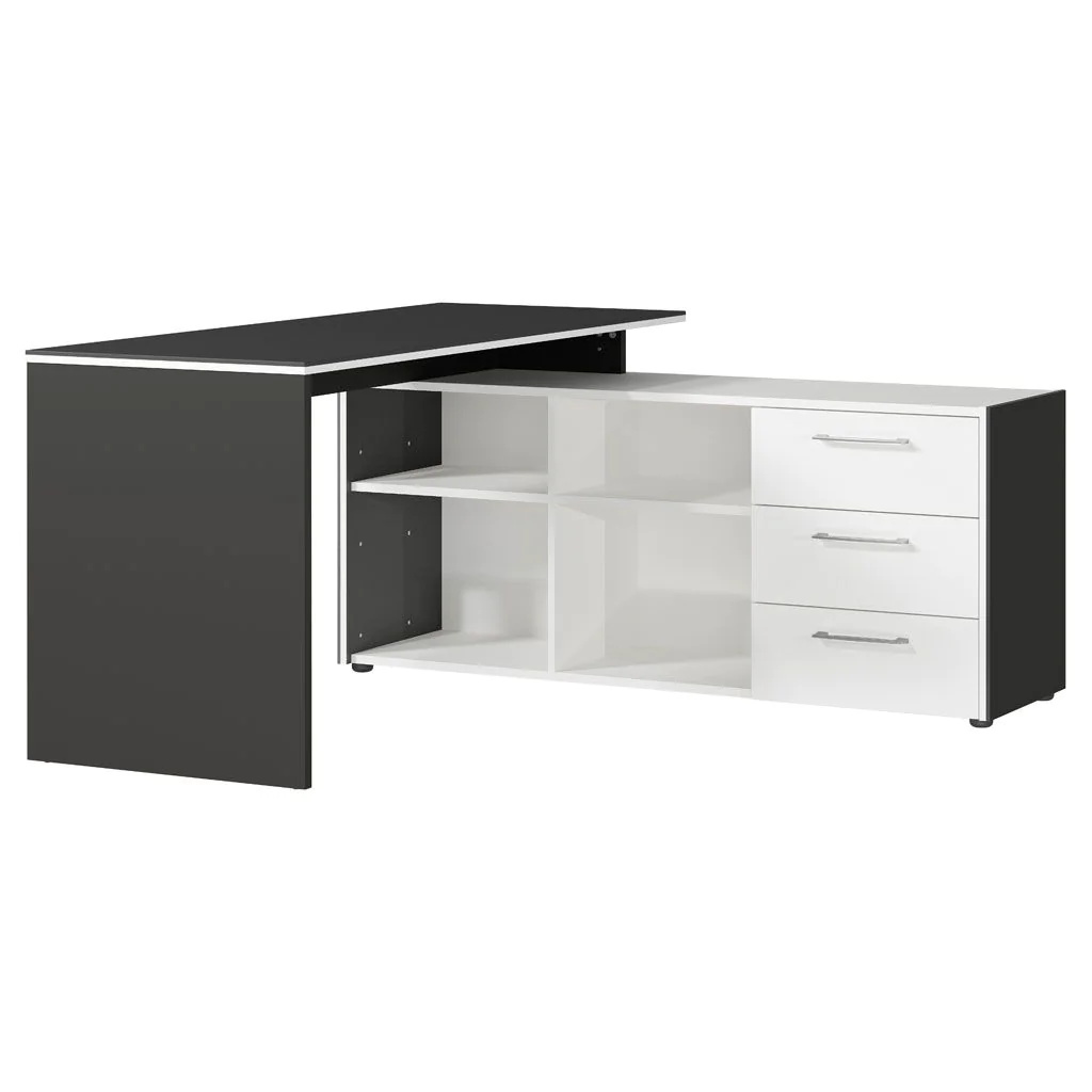 Eckschreibtisch 4188 Pasadena - Graphit/Weiß von BME home - Produktbild 1 von 6