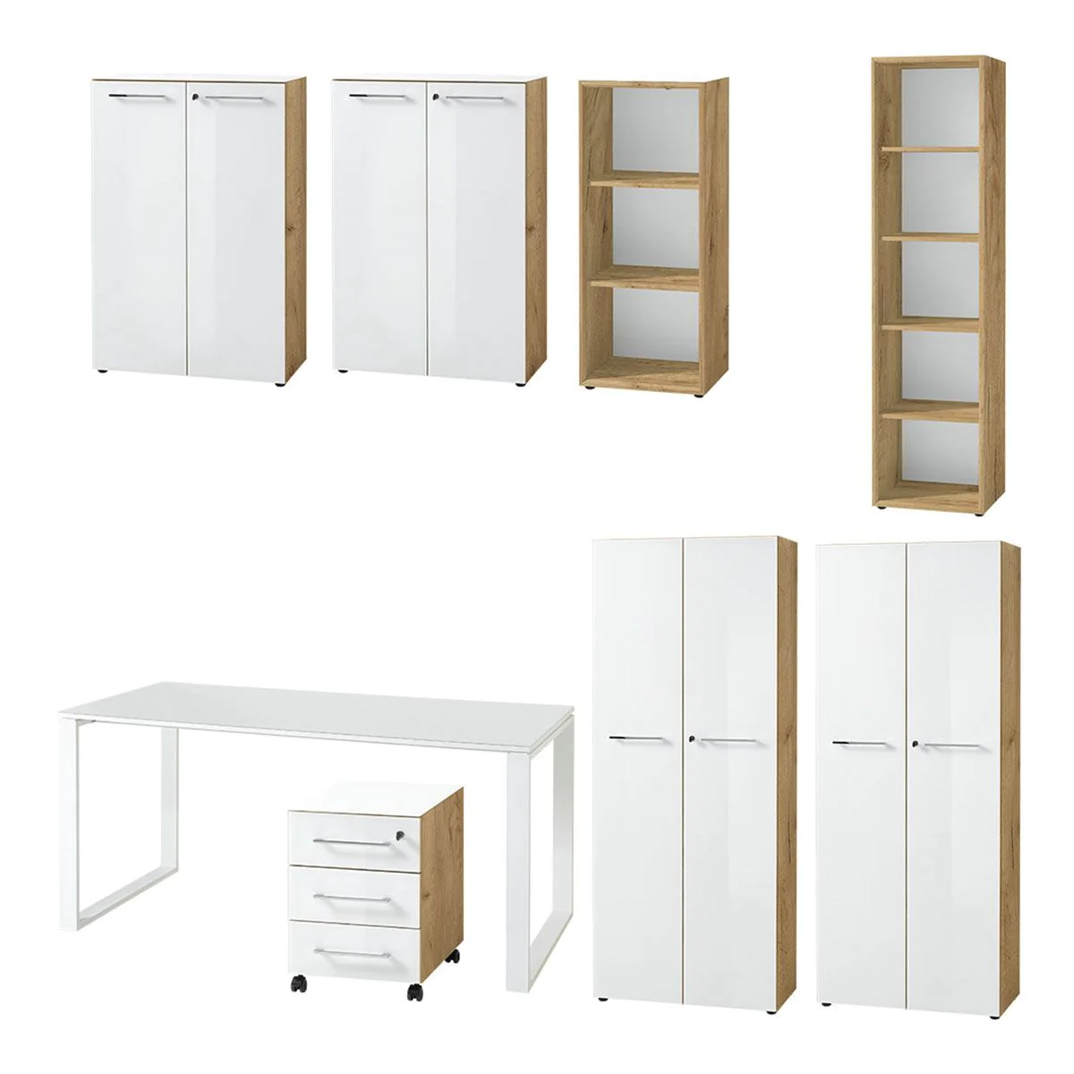 Büro-Set Monteria 8 - Navarra-Eiche/Weiß - GER-8077-242