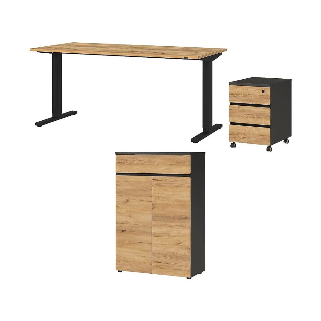 Büro-Set Lissabon 10 - Graphit/Navarra-Eiche - GER-8232-549