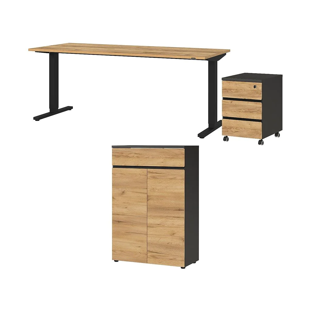 Büro-Set Lissabon 11 - Graphit/Navarra-Eiche - GER-8233-549