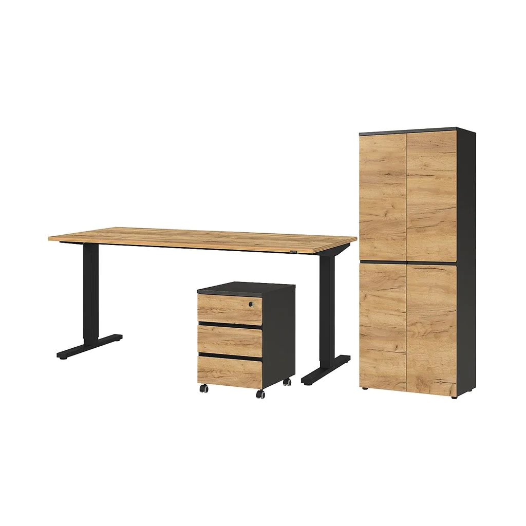 Büro-Set Lissabon 12 - Graphit/Navarra-Eiche - GER-8234-549
