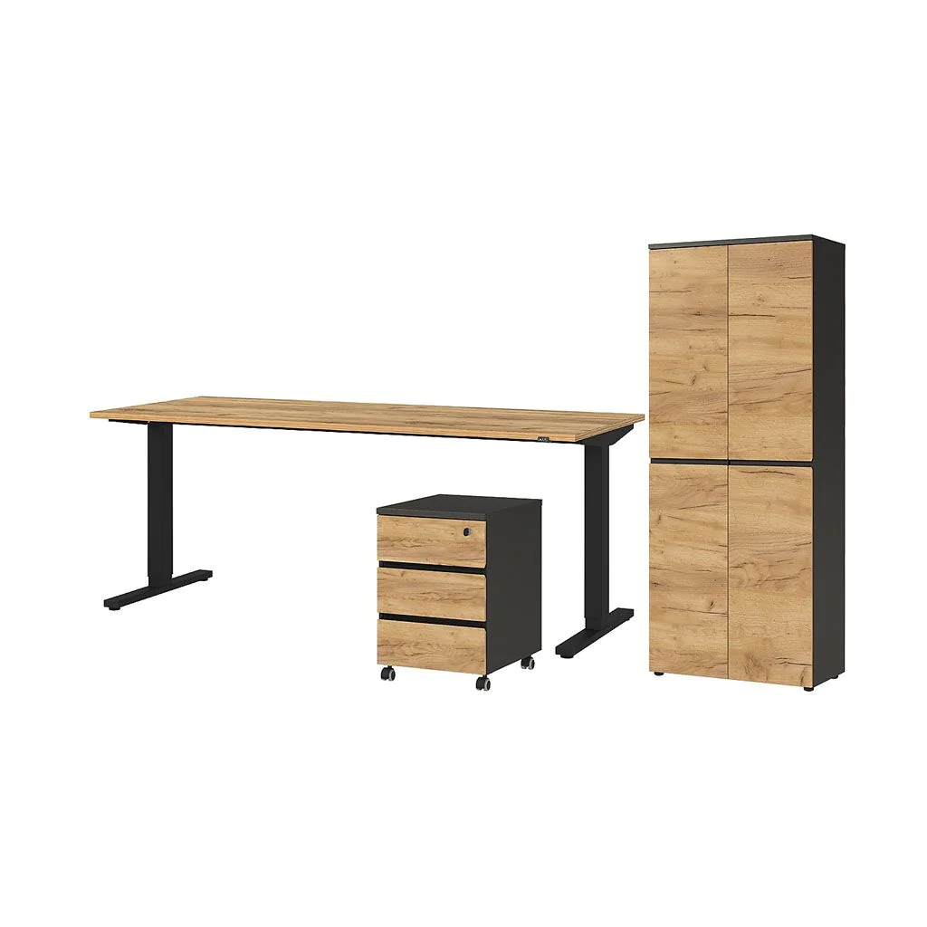 Büro-Set Lissabon 13 - Graphit/Navarra-Eiche - GER-8235-549