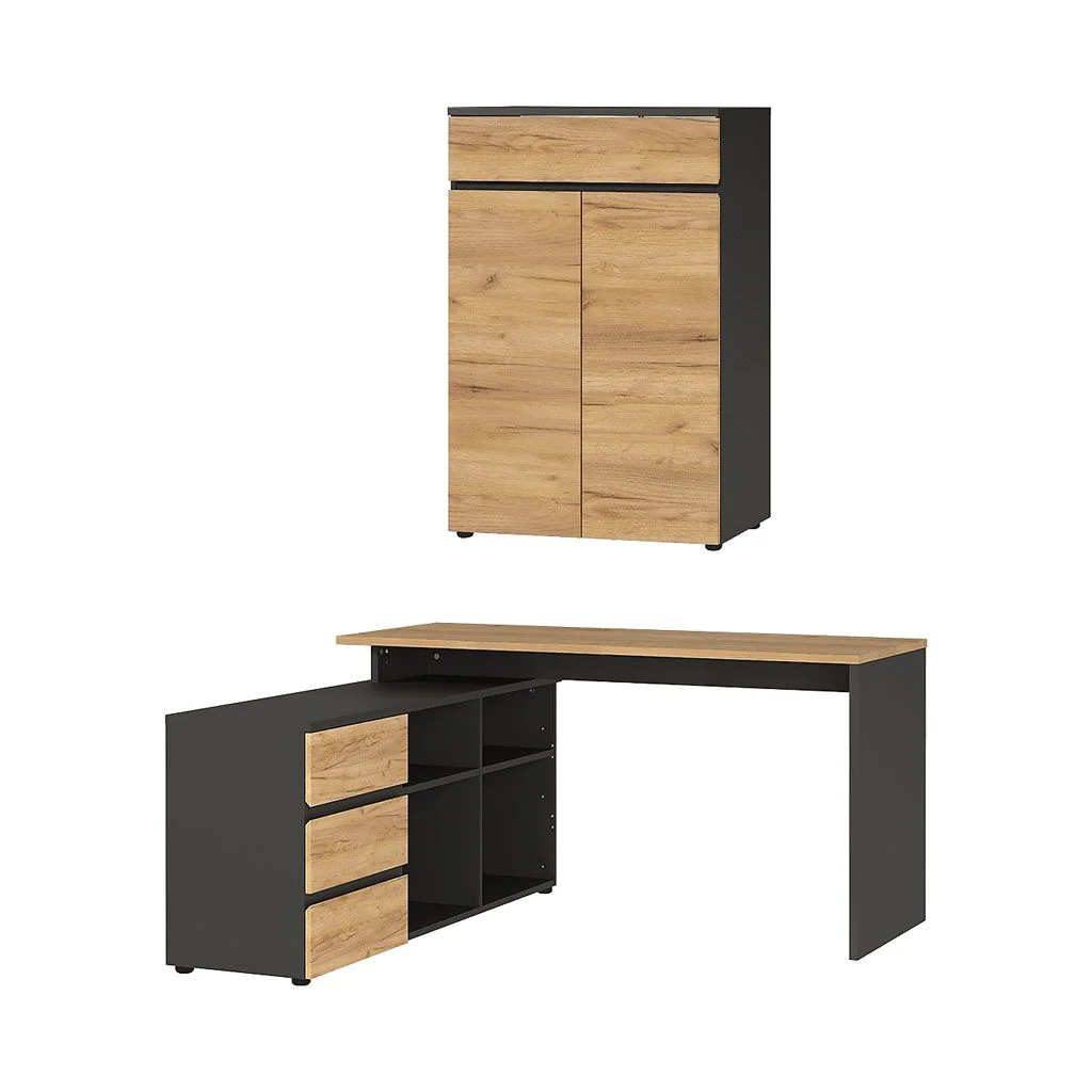 Büro-Set Lissabon 4 - Graphit/Navarra-Eiche - GER-8277-549