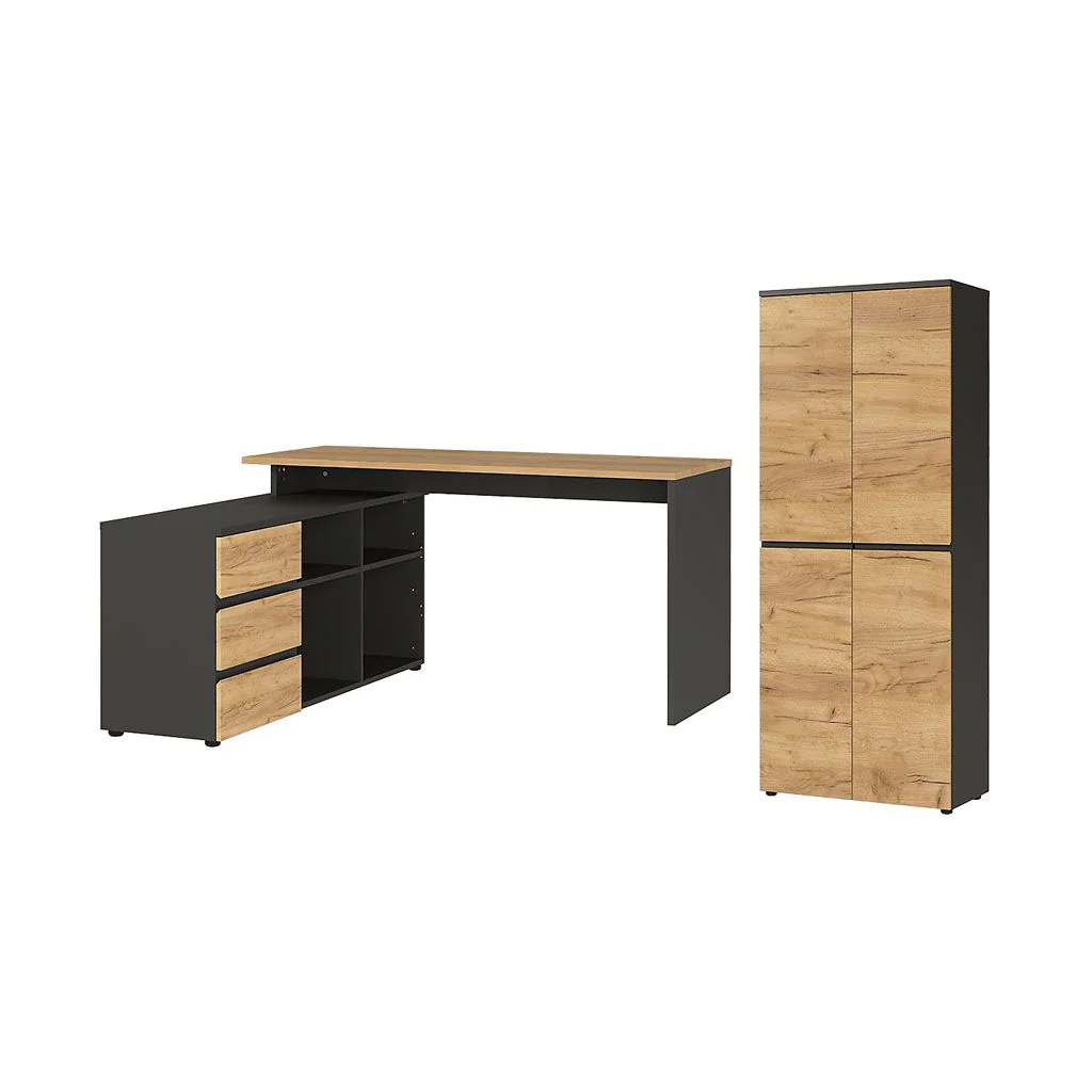 Büro-Set Lissabon 5 - Graphit/Navarra-Eiche - GER-8278-549