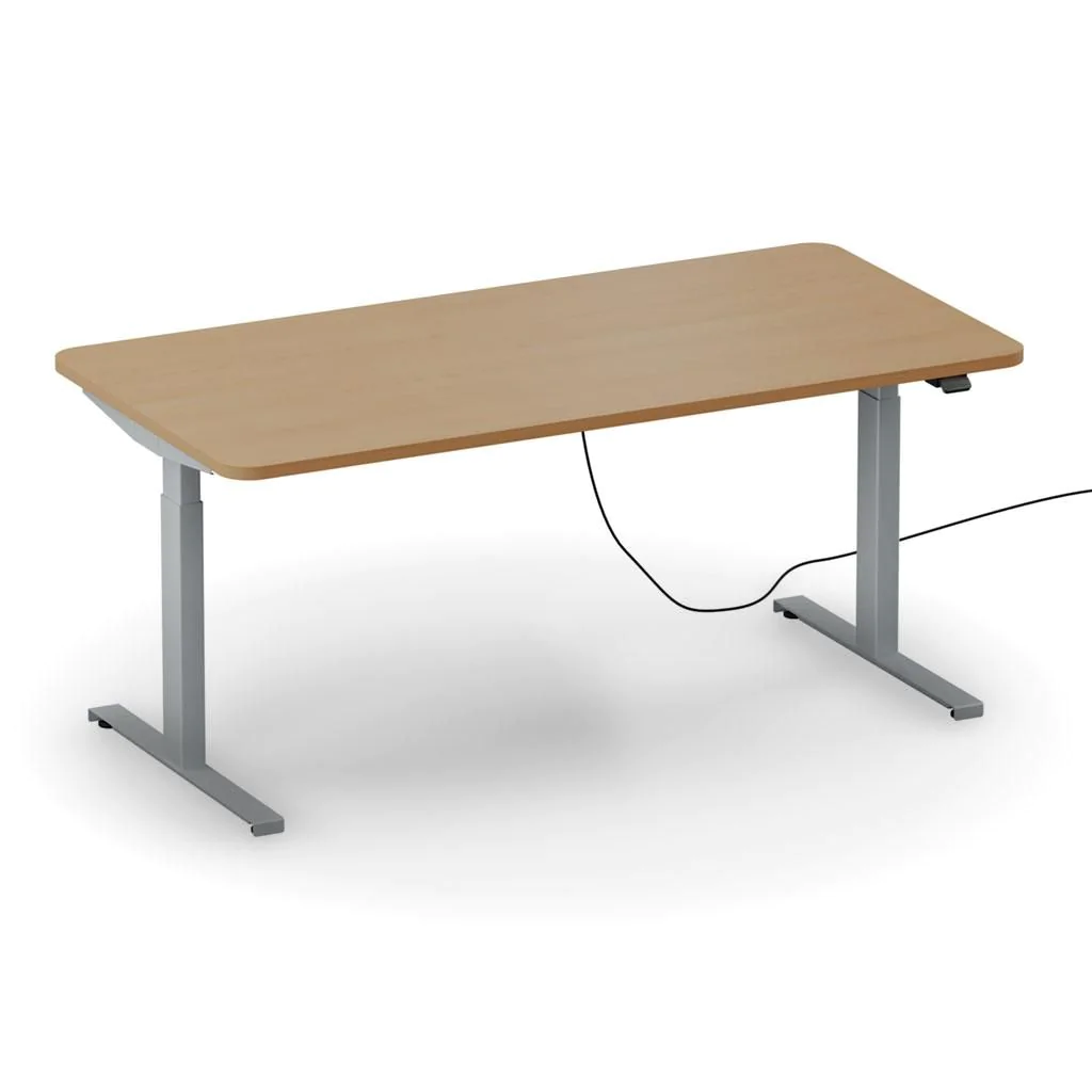 Höhenverstellbarer Schreibtisch easyT 160 x 90 cm R - Buche Tirol/Weißaluminium - ITH-EASYT-1609-R-BH-BH-W2