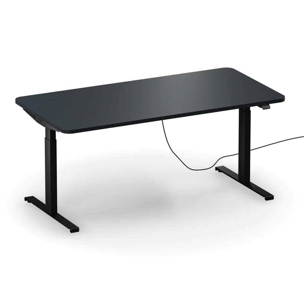 Höhenverstellbarer Schreibtisch easyT 160 x 80 cm R - Vulkanschwarz/Vulkanschwarz - ITH-EASYT-1608-R-MS-MS-MS
