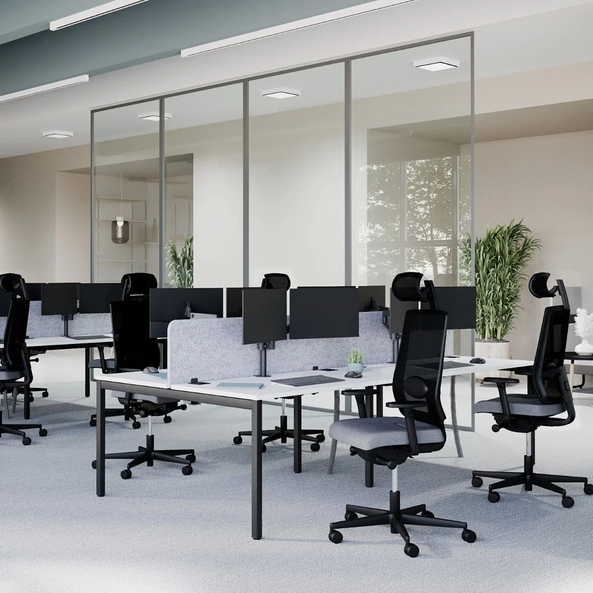Schreibtisch bSpace Workbench mit Paneel 4er 4 Fuß von Nowy Styl - Produktbild 2 von 2