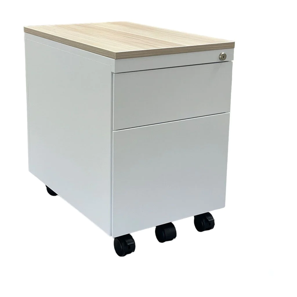 Design-Rollcontainer ST390 mit Holztop 2 Schübe RAL9003 - CEH-5003111006
