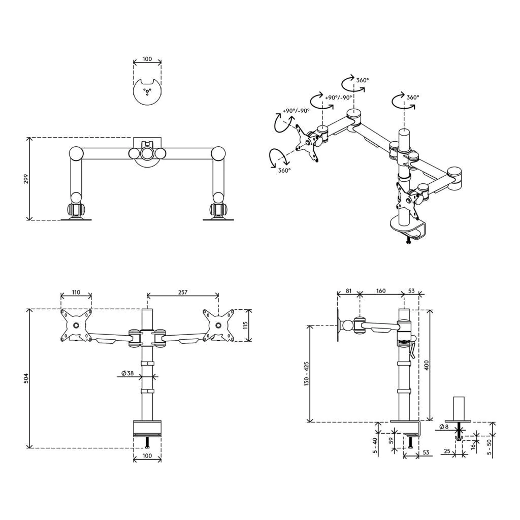 Viewmate Monitorarm - Schreibtisch 632 von Dataflex - Produktbild 7 von 7