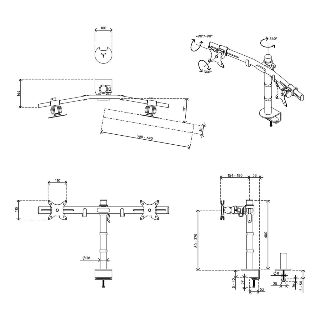 Viewmate Monitorarm - Schreibtisch 642 von Dataflex - Produktbild 2 von 6