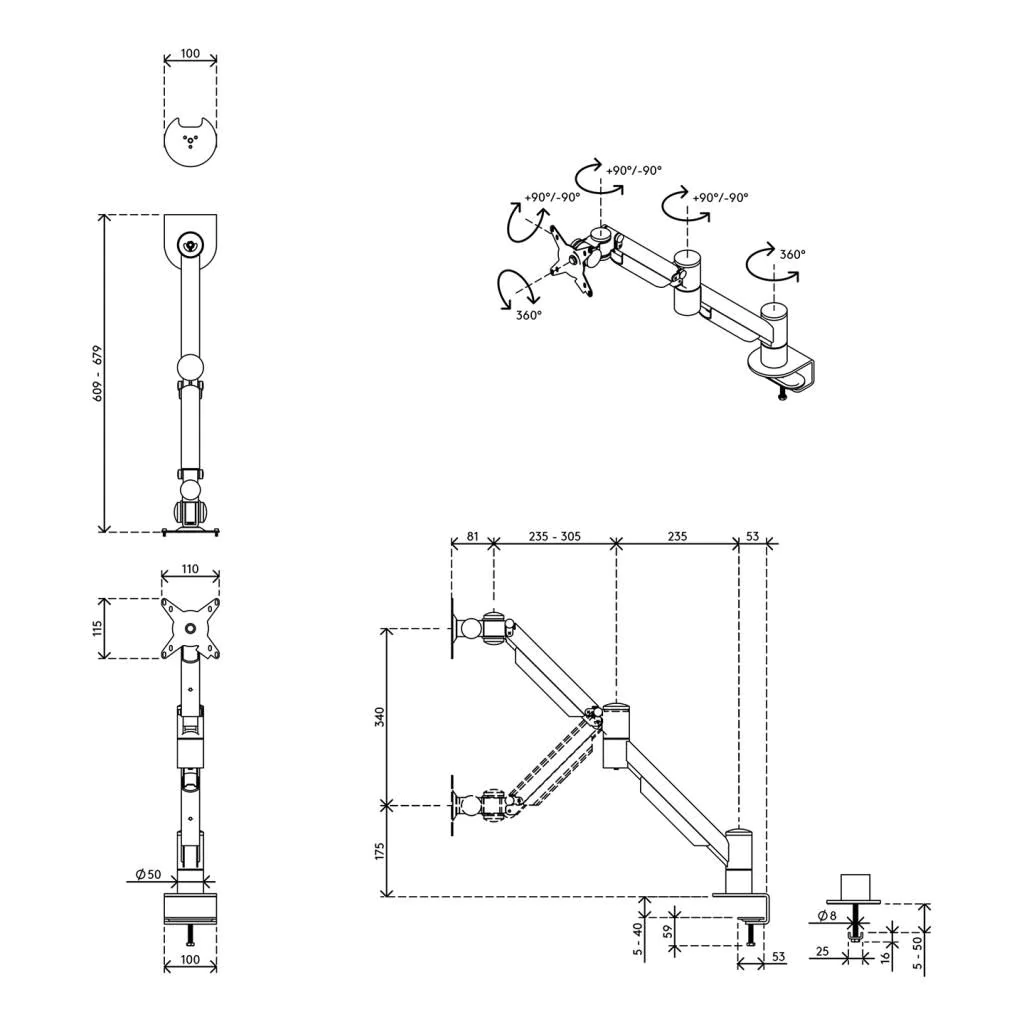Viewmate plus Monitorarm - Schreibtisch 832  von Dataflex - Produktbild 6 von 6
