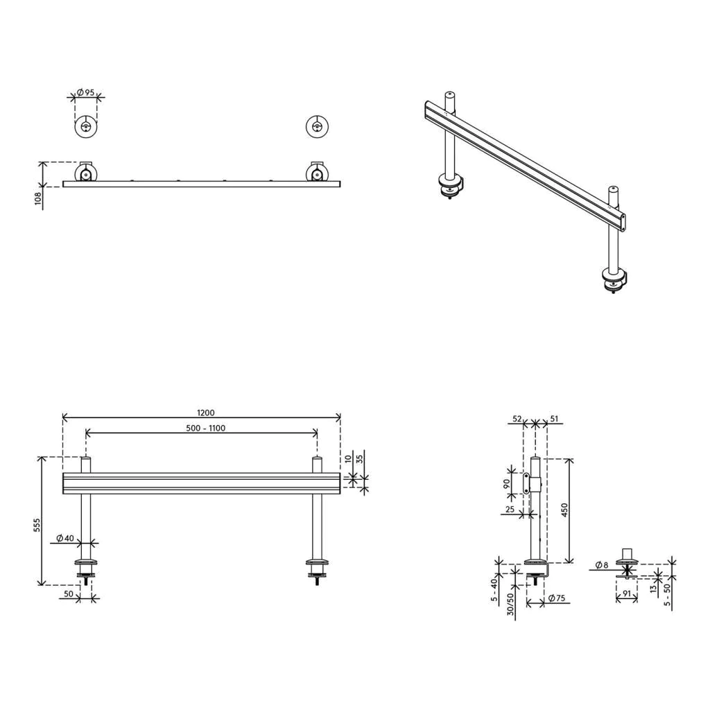 Viewlite Schienensystem - Schreibtisch 702 von Dataflex - Produktbild 6 von 6