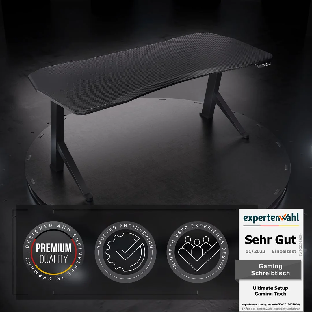 Gaming Schreibtisch, 140-180 cm, elektrisch höhenverstellbar, 1 Motor von Ultimate Setup - Produktbild 10 von 16