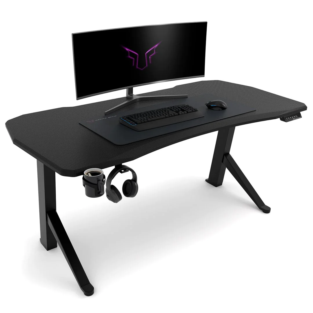 Gaming Schreibtisch 140 180 cm breit elektrisch hohenverstellbar 1 Motor