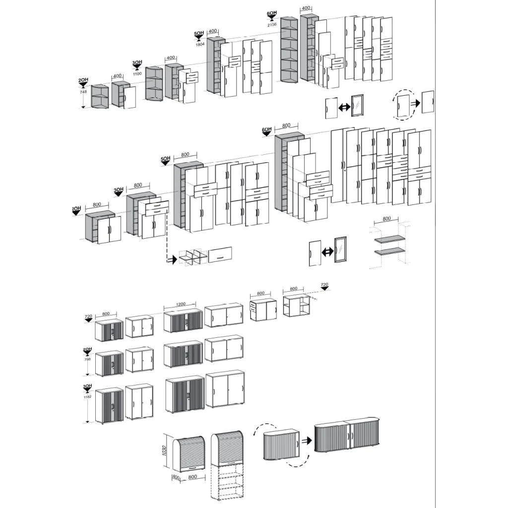 Schiebetürenschrank 3 OH mit Mittelwand - B 120 cm von Geramöbel - Produktbild 3 von 7