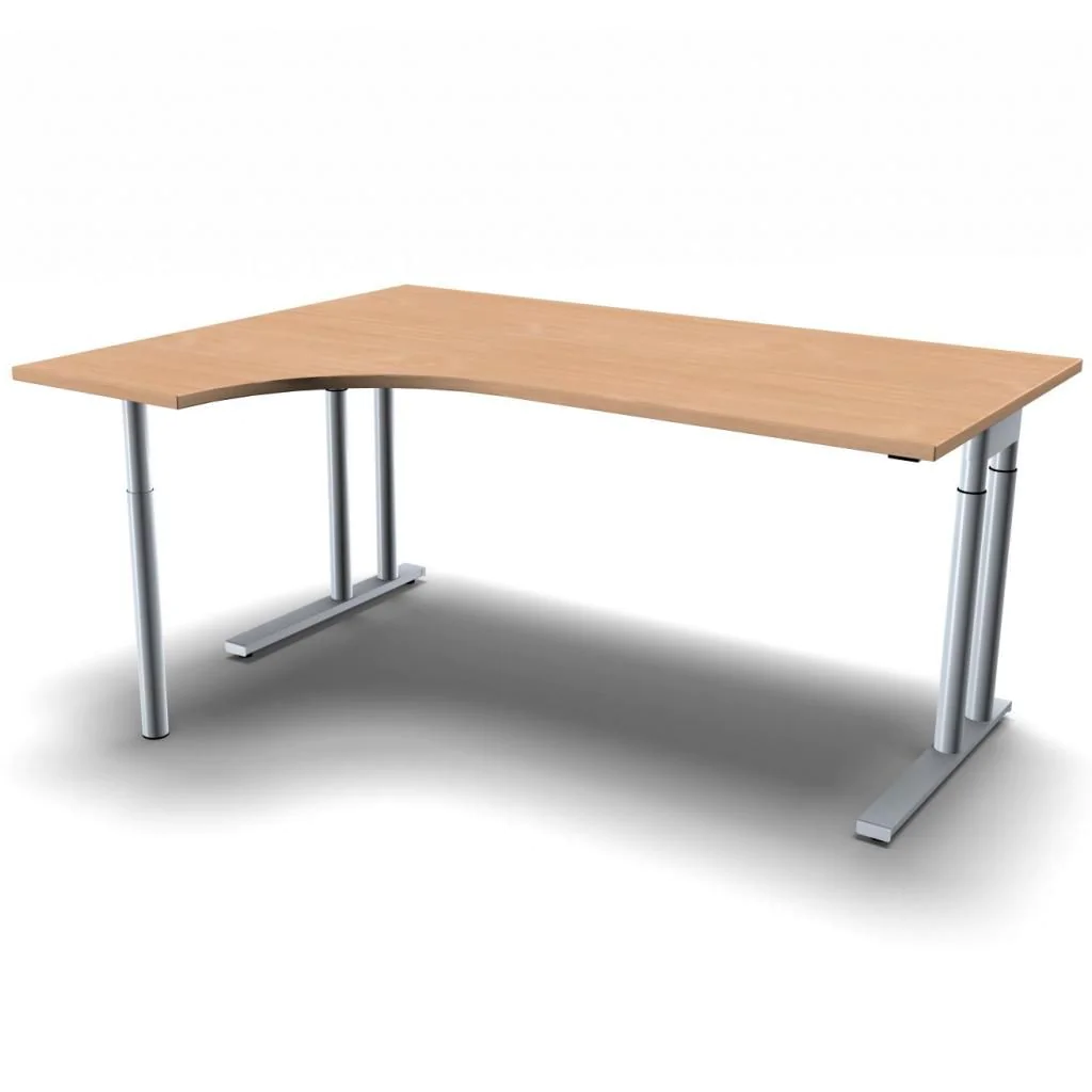 Schreibtisch C-Pro 160 x 120 - Buche / Silber - GEM-N-648308-BS