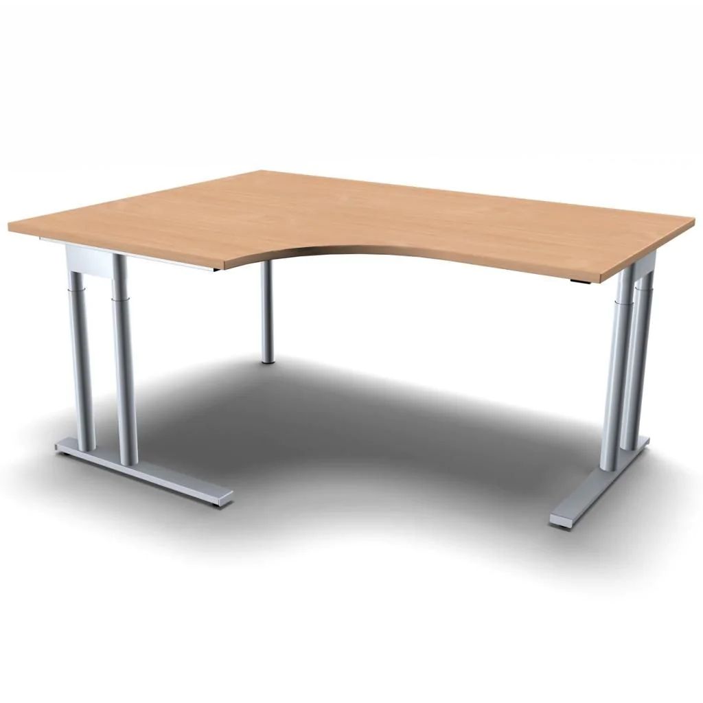 Schreibtisch C-Pro 160 x 120 - Buche / Silber - GEM-N-648320-BS