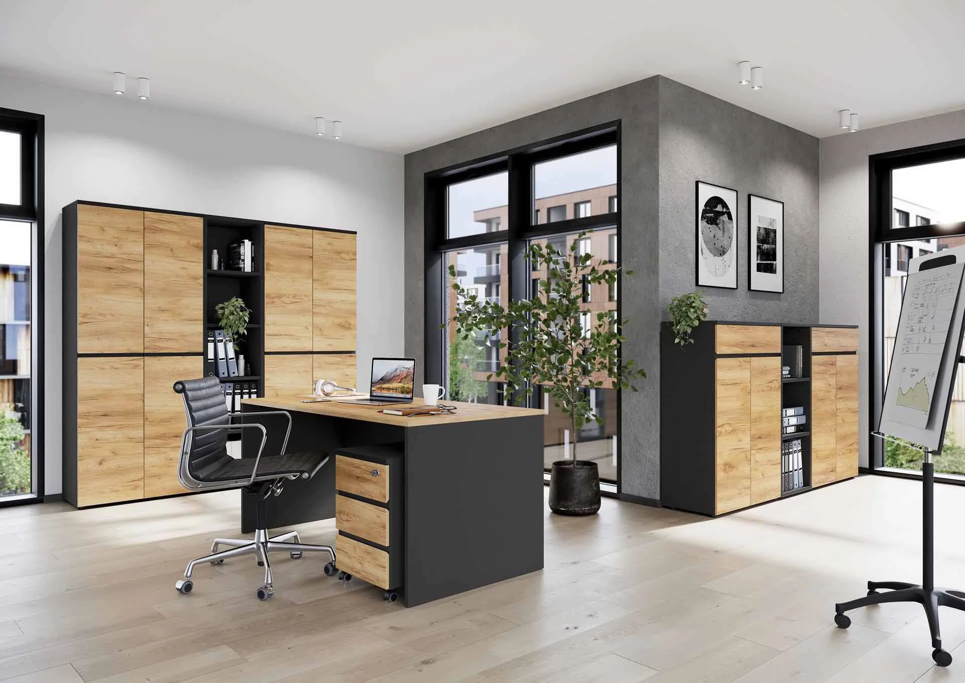 Kombischrank 4265 Lissabon - Graphit/Navarra-Eiche von BME home - Produktbild 3 von 6
