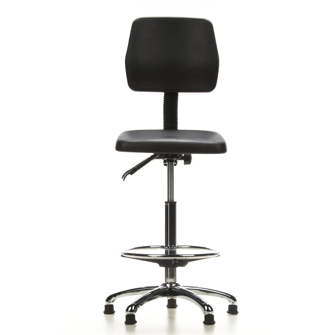 Hocker Drehhocker Arbeitsstuhl TOP WORK 11 Hartschaum schwarz Chrom - HJH-665040
