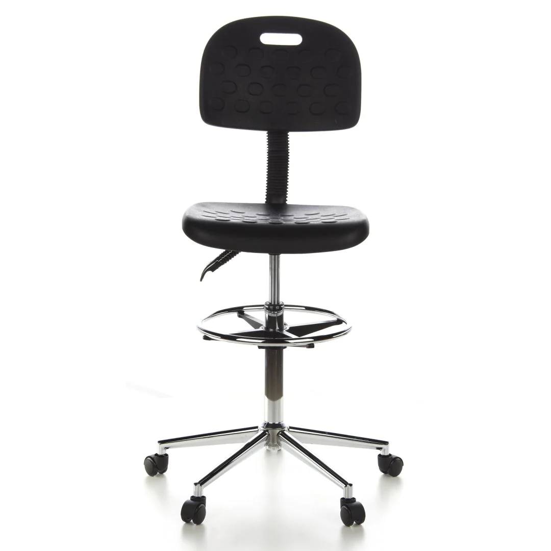 Hocker Drehhocker Arbeitsstuhl TOP WORK 23 Hartschaum schwarz Chrom - HJH-665060