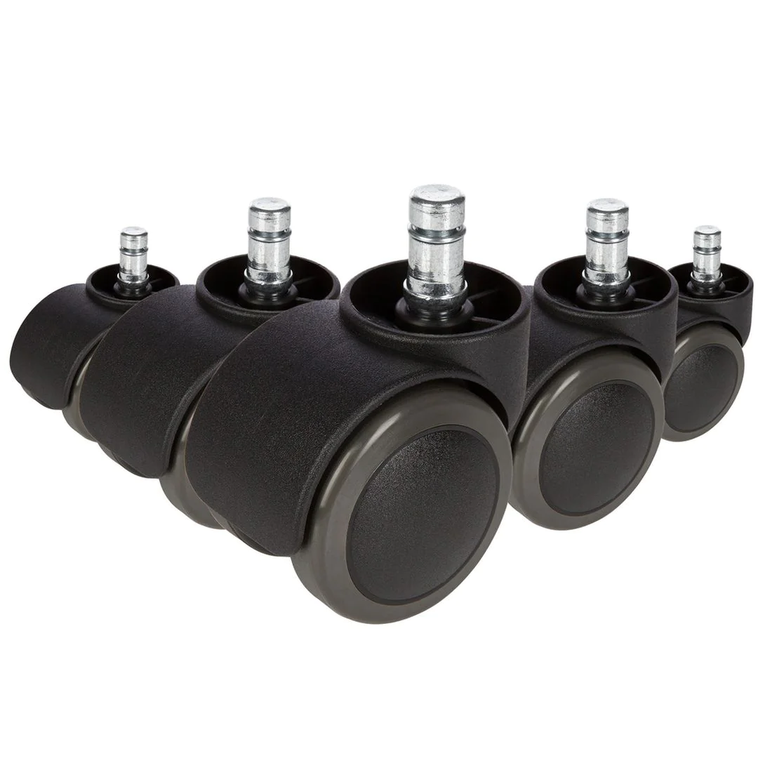 5x Hartbodenrollen ROLO 10mm 50mm Büro-Stuhl-Rollen für Hartböden (5er Pack) - HJH-619000