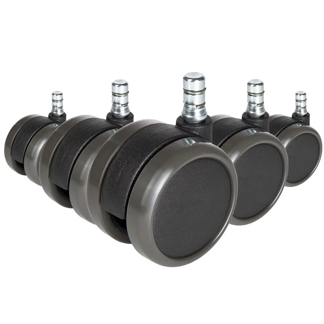 5x Hartbodenrollen ROLO 11mm 65mm Büro-Stuhl-Rollen No-Noise (5er Pack) - HJH-619025
