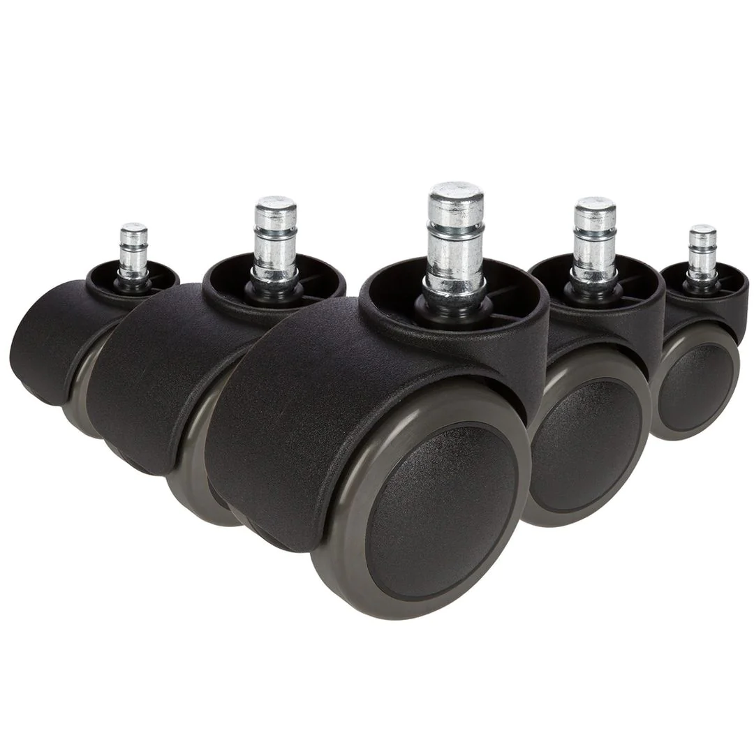5x Hartbodenrollen ROLO 11mm 50mm Büro-Stuhl-Rollen No-Noise (5er Pack) - HJH-619026