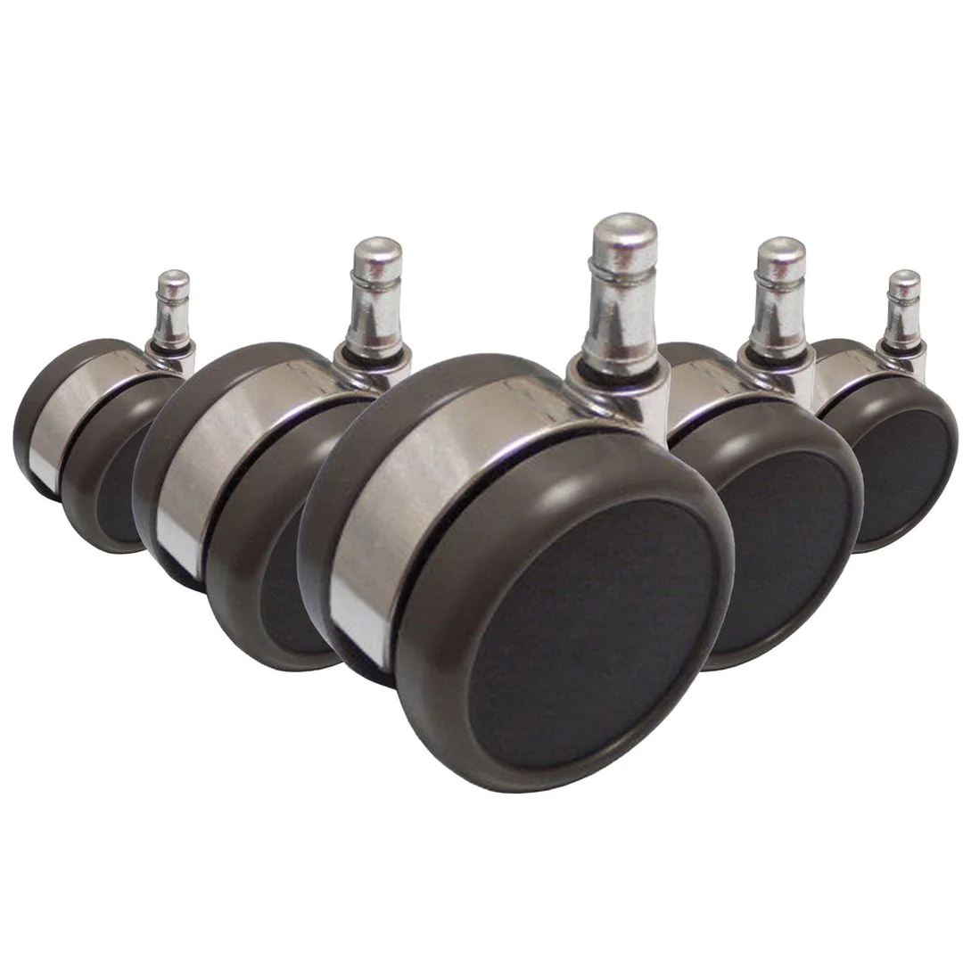 5x Design-Rollen ROLO LUX 11mm 65mm Büro-Stuhl-Rollen für Hartböden Chrom (5er Pack) - HJH-619020
