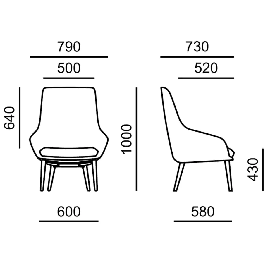 Lounge Sessel Kloe 5306 4FH H von RIM - Produktbild 3 von 4
