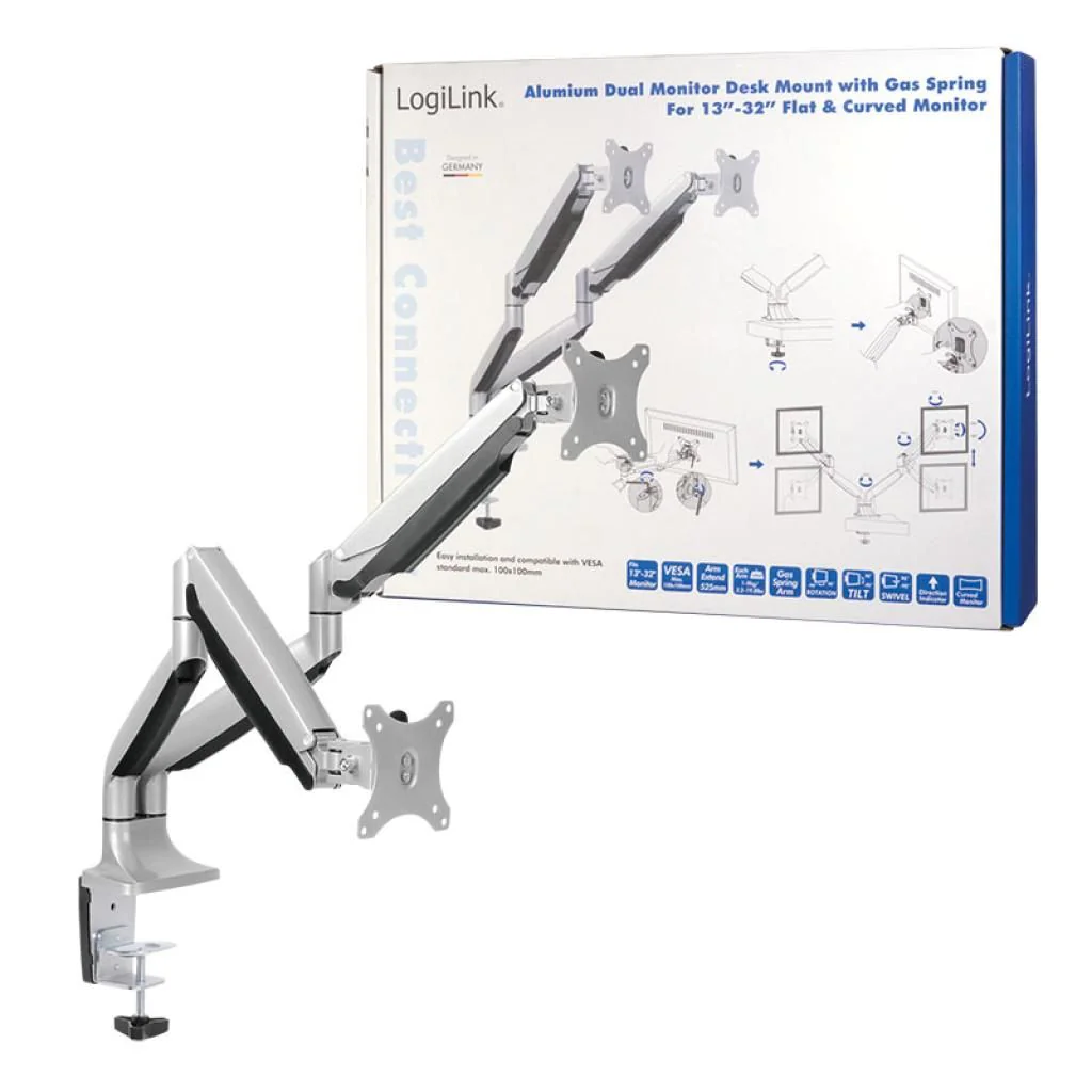 Monitorhalterung 2-fach 13-32" Gasdruckfeder von LogiLink - Produktbild 7 von 7