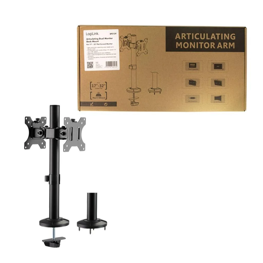 Monitorhalterung 2-fach 17-32" Curved Screens von LogiLink - Produktbild 6 von 6