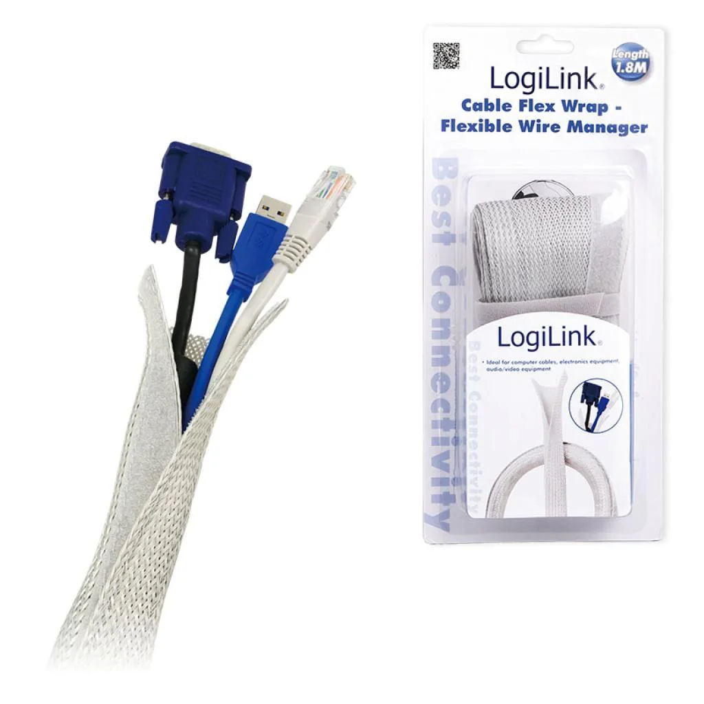 Kabelschlauch Ø32 mm mit Klettverschluss 180 cm - Grau von LogiLink - Produktbild 5 von 5