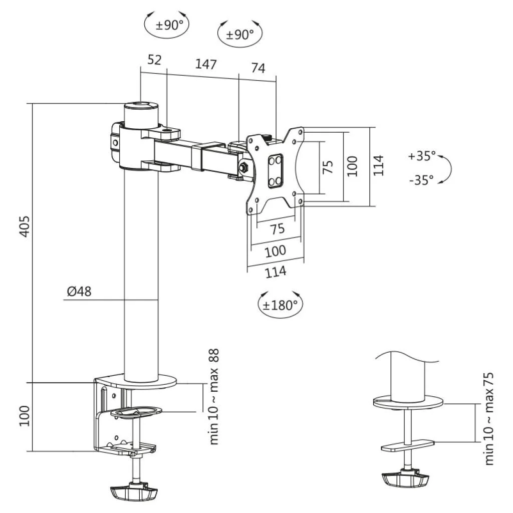 Monitorhalterung 17-32" Armlänge 199 mm von LogiLink - Produktbild 3 von 9