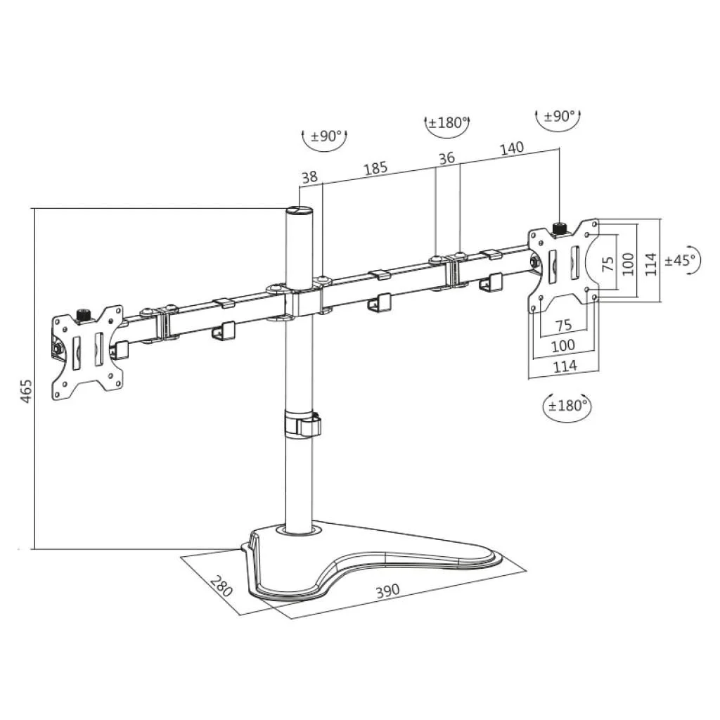 Monitorständer 2-fach 13-32" Armlänge je 399 mm von LogiLink - Produktbild 3 von 5