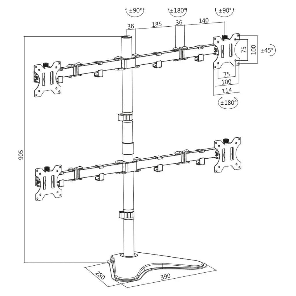 Monitorständer 4-fach 13-32" Armlänge je 399 mm von LogiLink - Produktbild 3 von 6