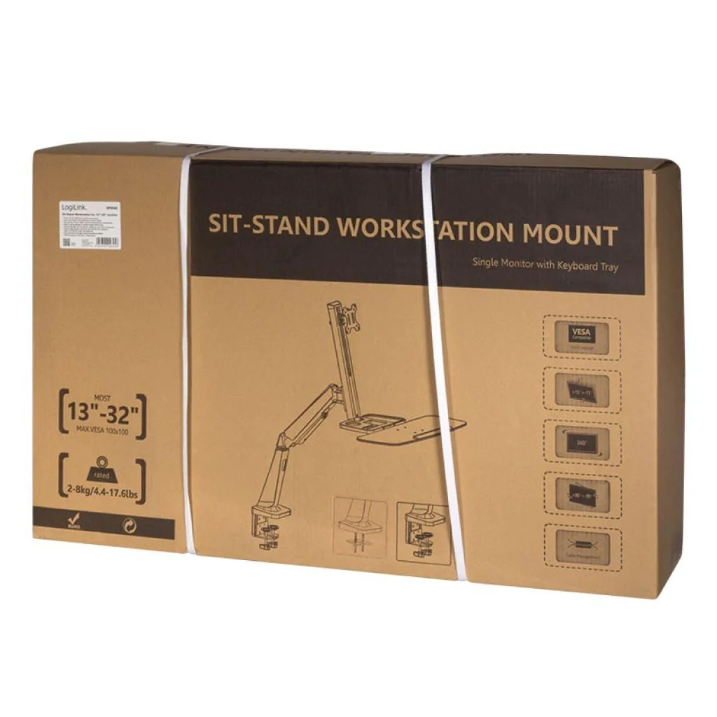 Sitz-/Steharbeitsplatz Monitorhalterung 13-32" von LogiLink - Produktbild 6 von 7