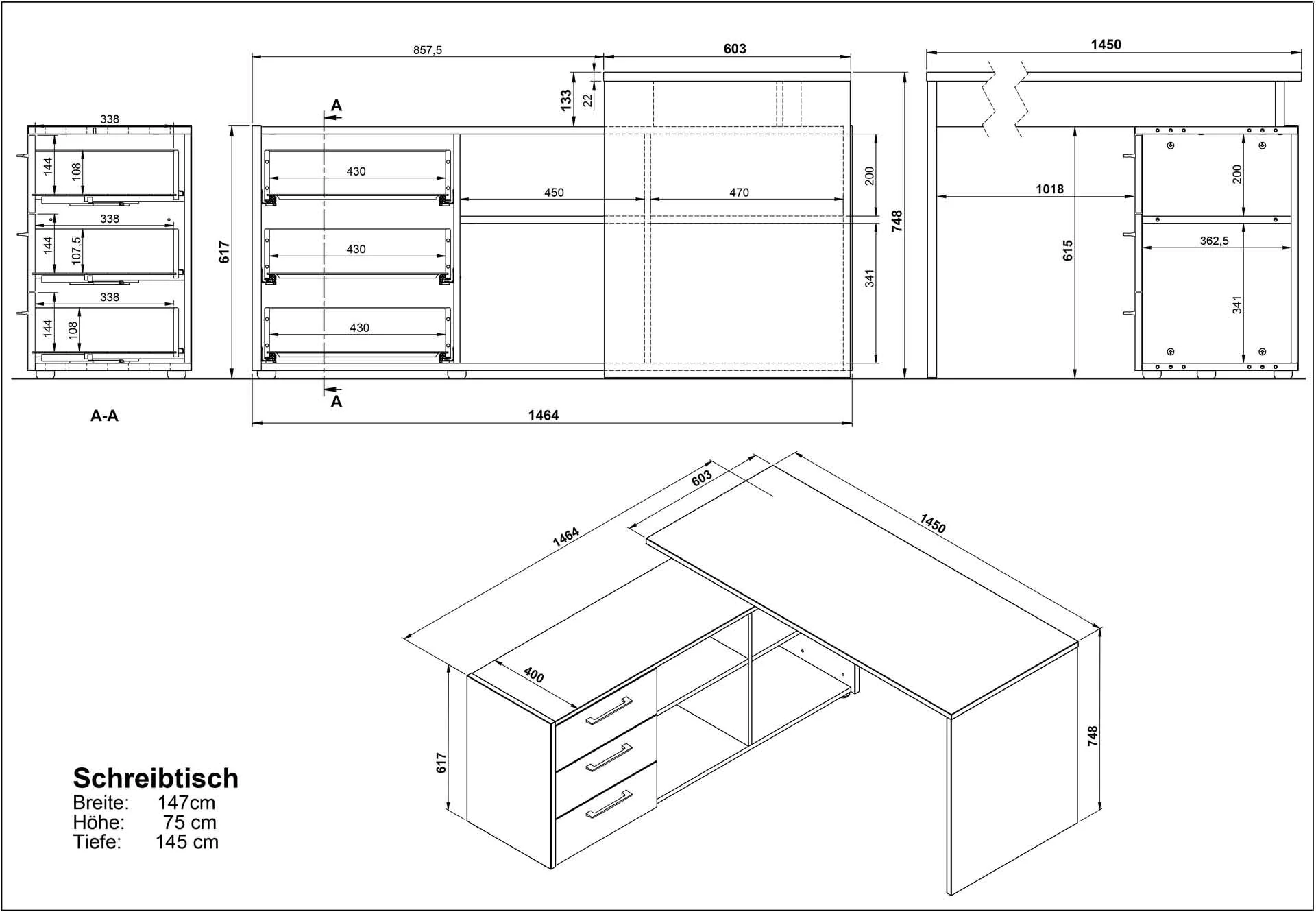 Graphit/Weiß 4188 online kaufen Pasadena Eckschreibtisch - - GER-4188-569