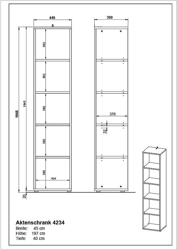 Büro-Set Lissabon 15 - Graphit/Navarra-Eiche von BME home - Produktbild 7 von 9