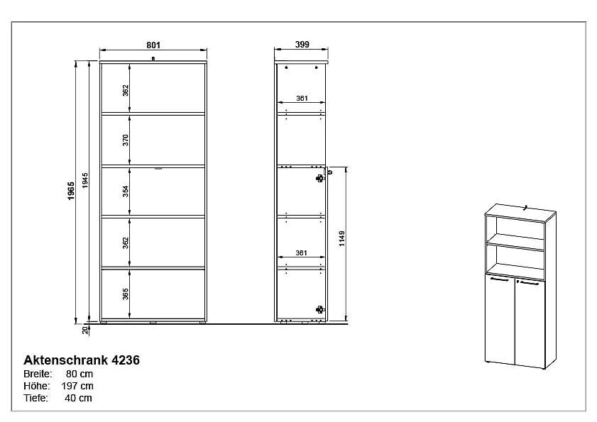 Büro-Set Lissabon 15 - Graphit/Navarra-Eiche von BME home - Produktbild 9 von 9
