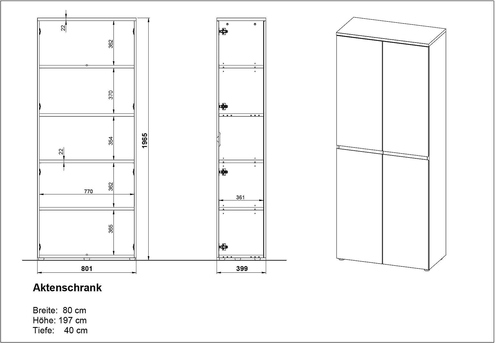 Büro-Set Lissabon 3 - Graphit/Navarra-Eiche von BME home - Produktbild 5 von 5