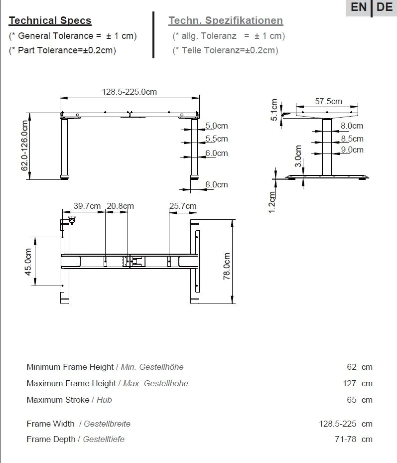 Höhenverstellbares Tischgestell OD-Plus Quadratsäule von OnlyDesk - Produktbild 2 von 2