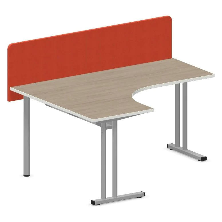 Eckschreibtisch E10 mit Stahltraverse C-Fuß mit Sichtschutz von Nowy Styl - Produktbild 4 von 4