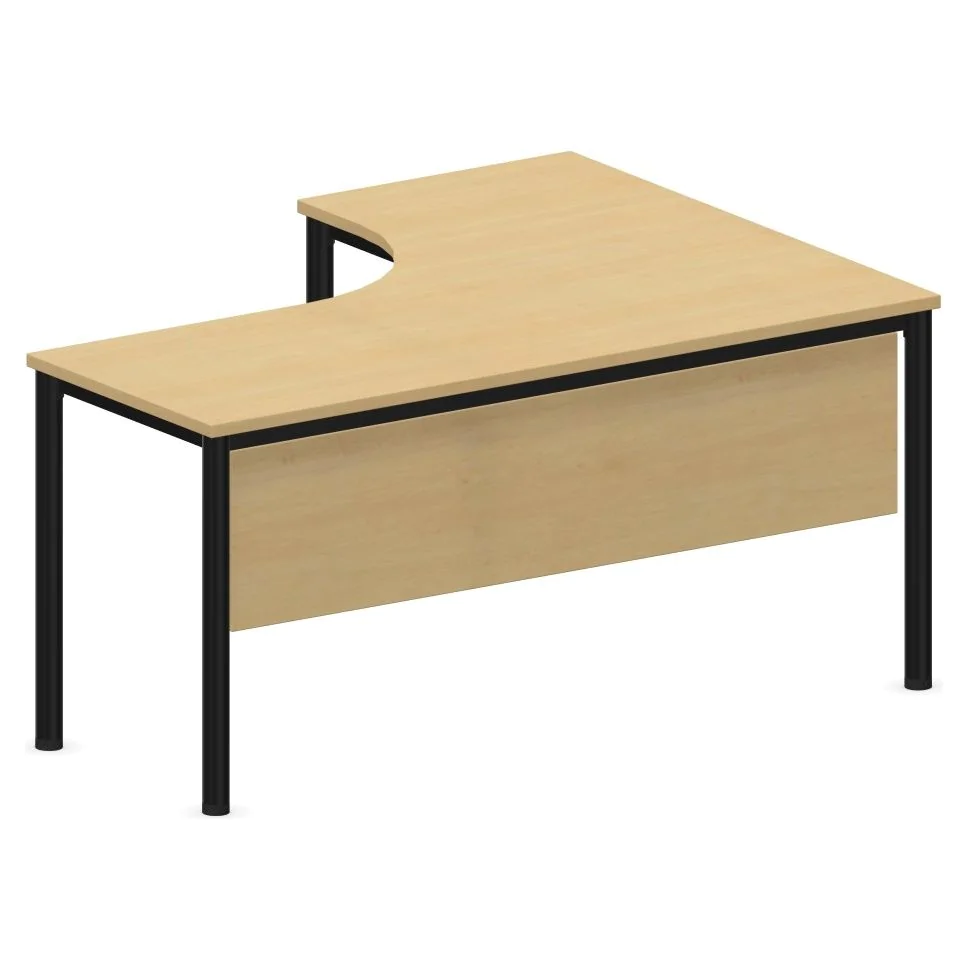 Eckschreibtisch E10 Rundrohr 4-Fuß mit Beinraumblende - NST-E10-ES-DESK-I-LEG-LS-PNM