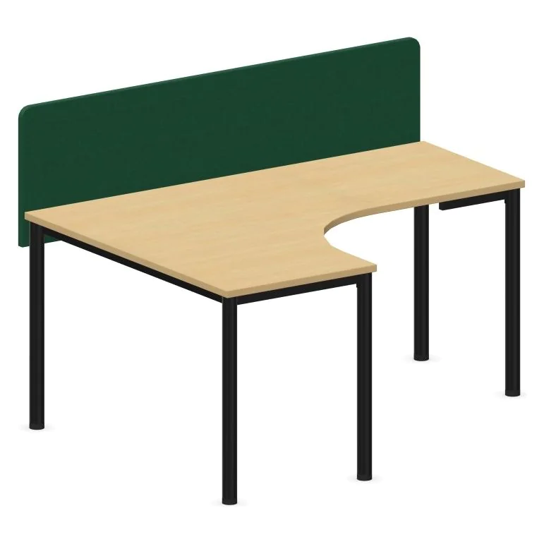 Eckschreibtisch E10 Rundrohr 4-Fuß mit Sicherschutz - NST-E10-ES-DESK-I-LEG-LS-PNU