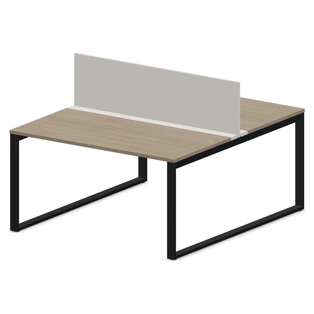 Teamarbeitsplatz SQart 2U O-LEG mit Sichtschutz - NST-SQART-WORKBENCH-2U-O-LEG-FLAP-PN